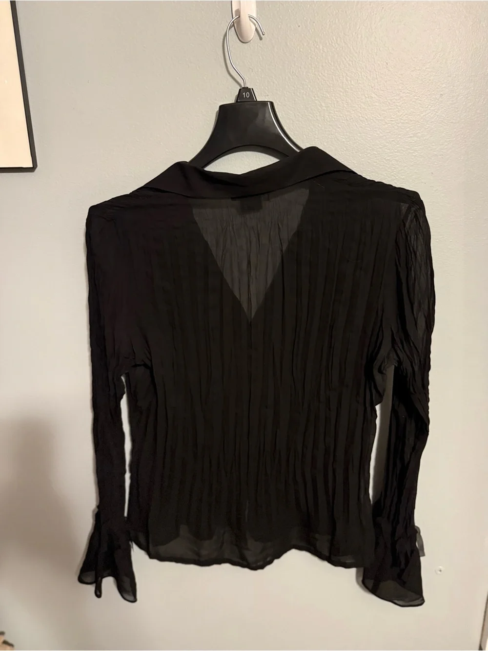 Notations Black Ruffle Front Button Blouse - Picture 4 of 6